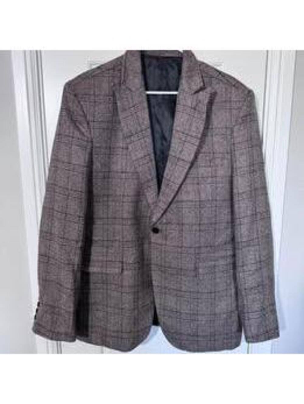 Suit Jacket for Men Size XL Brown Plaid Blazer M412